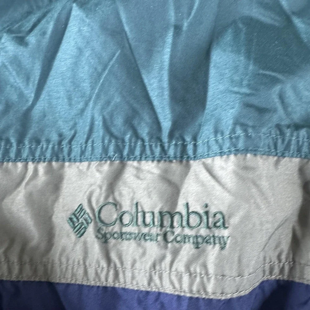 Vintage Columbia Jacket Mens M Blue Nylon Hooded Fleece Lined Parka 90s